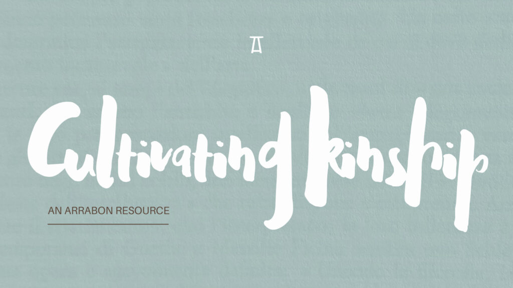 slide with teal background that says "cultivating kinship"